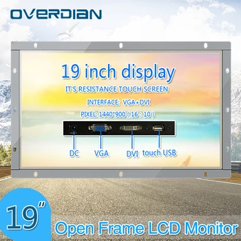

19inch/19" Industrial Control Lcd Resistance Touch Screen Monitor VGA/USB/DVI Interface Metal Shell White Open Frame1440*900
