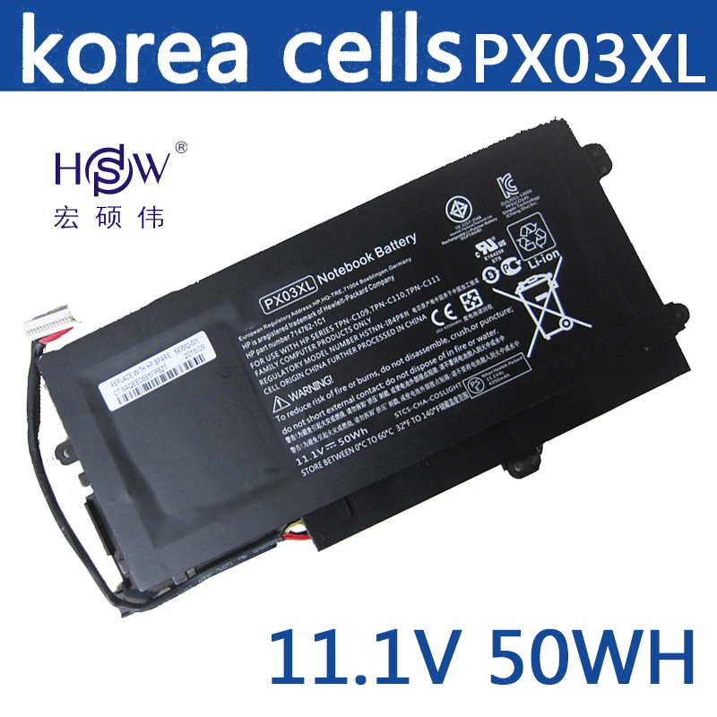

HSW for laptop battery for HP PX03XL 714762-2C1 714762-421 HSTNN-LB4P TPN-C109 TPN-C110 TPN-C111 bateria akku