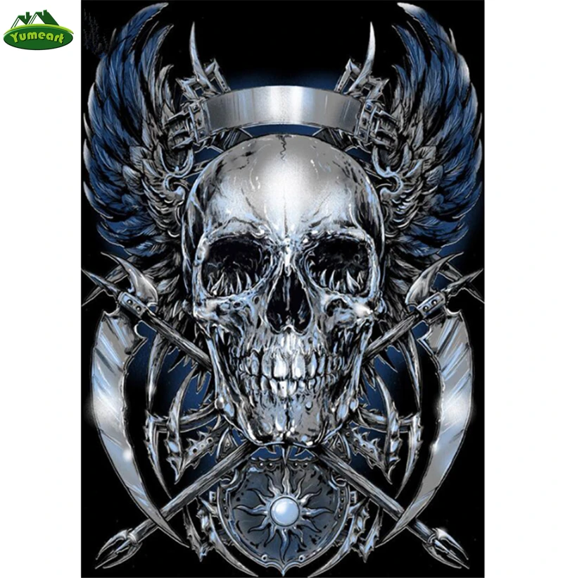 

YUMEART DIY Diamond Painting People Horror Skeleton Cross Stitch Needlework Diamond Mosaic Crystal Embroidery Rhinestones Kits
