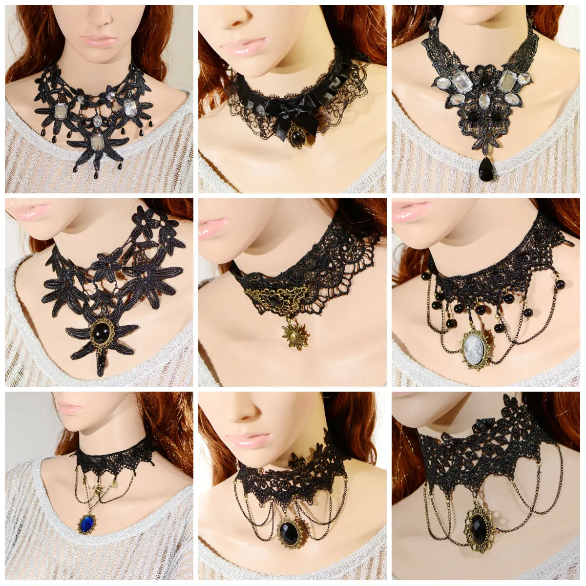Hot Gentle Delicate Women's Style Crystal Beads Water Drop Chain Bib Pendant Choker Lace Necklace Gift Jewelry | Украшения и