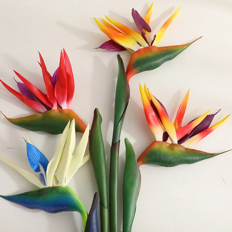 Искусственный цветок птица рая Strelitzia пол поддельный чувствовать себя зеленое