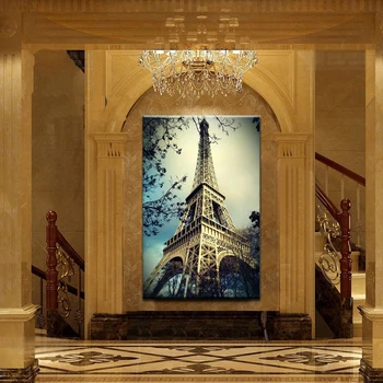 

70x100cm - Canvas Prints Wall Decor, Modern Large Size Close View of the Eiffel Tower Print Poster for Living Room Home Decor