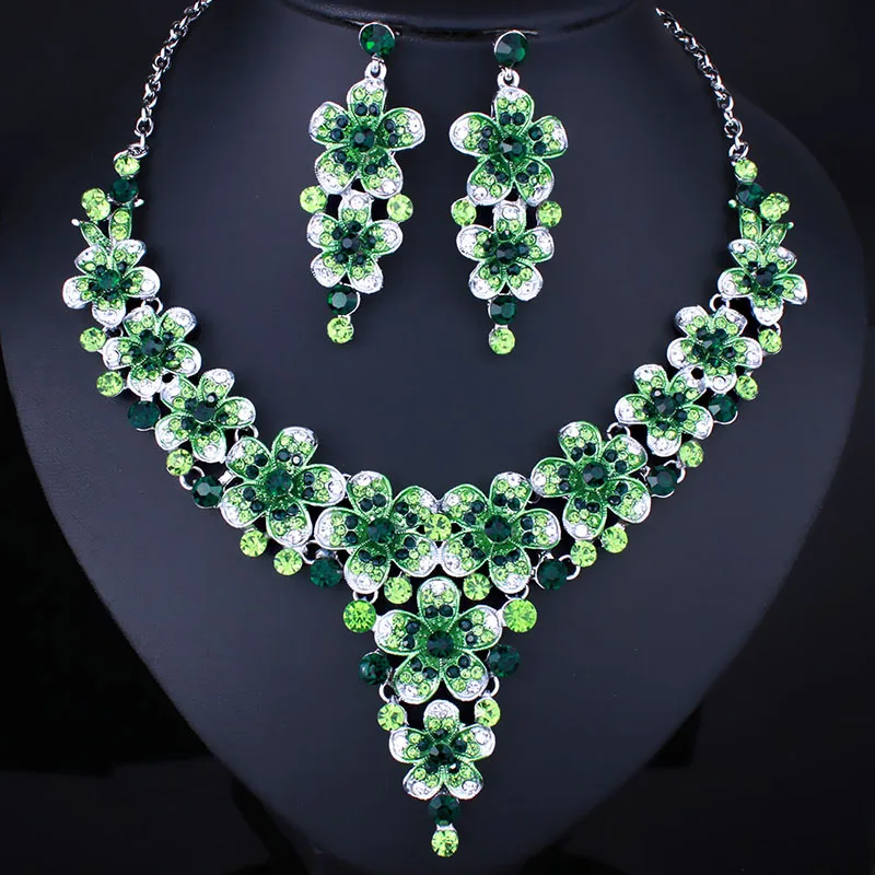 

FARLEN Wedding Jewelry Exquisite Plum Necklace and Earrings set with Rhinestones Fashion Crystal Jewelry sets Free shipping