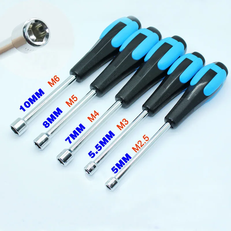 

(1pcs) 5-10mm Screwdriver Socket CRV Steel Hex Wrench M3 M4 M5 M6 Screw Driver Hand Tool Hexagonal Socket Wrench Nut Driver
