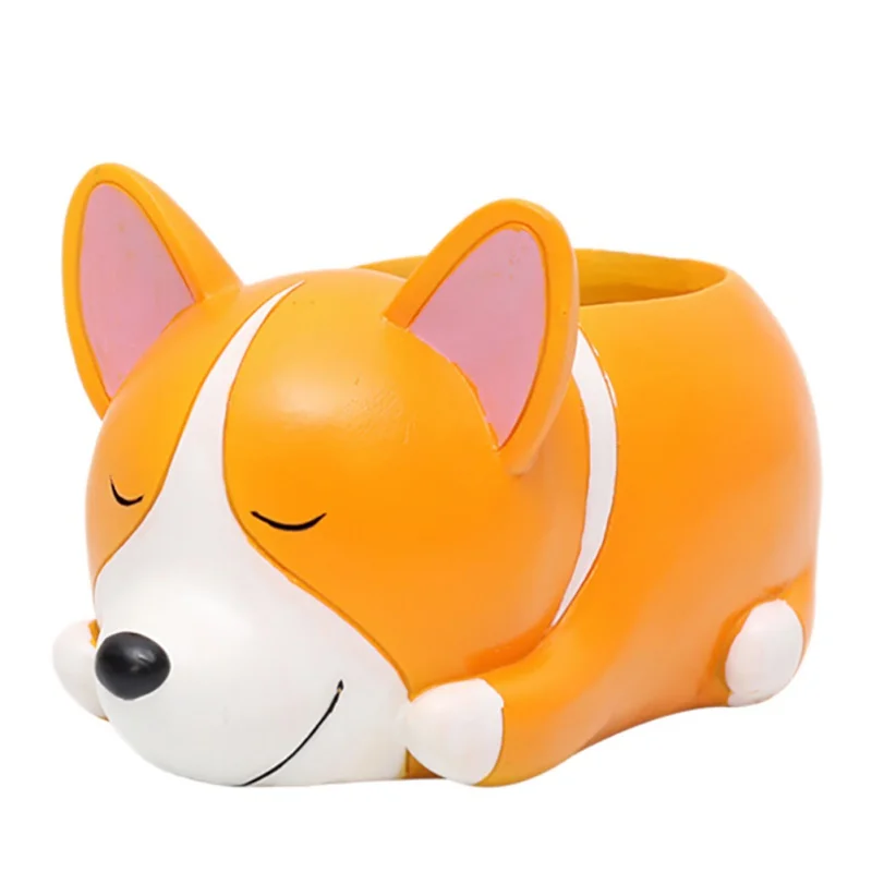 

8 cartoon dogs flower vase resin succulent cute sleeping animal for back school students planter pot gift