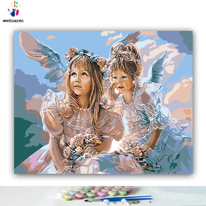 

DIY Coloring paint by numbers Angel in the painting Kuck pictures Abstract figure paintings by numbers with kits 40x50 framed