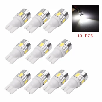

10Pcs/set T10 W5W 168 194 6SMD 5630 LED Super White Car Side Bulbs Canbus Error Free 12V for Unversail Car