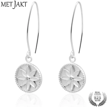 

MetJakt Classic Vintage Sun Flower Pattern Earrings 925 Sterling Silver Silver Hook Earrings for Women Birthday Party Jewelry
