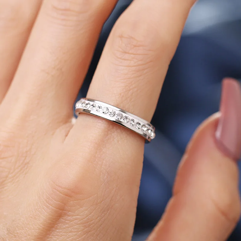 Woiwoi Stainless Steel Rings Wedding Ring For Women Man Concise Classical Mini Cubic Zirconia Gold Color Fashion Jewelry (11)