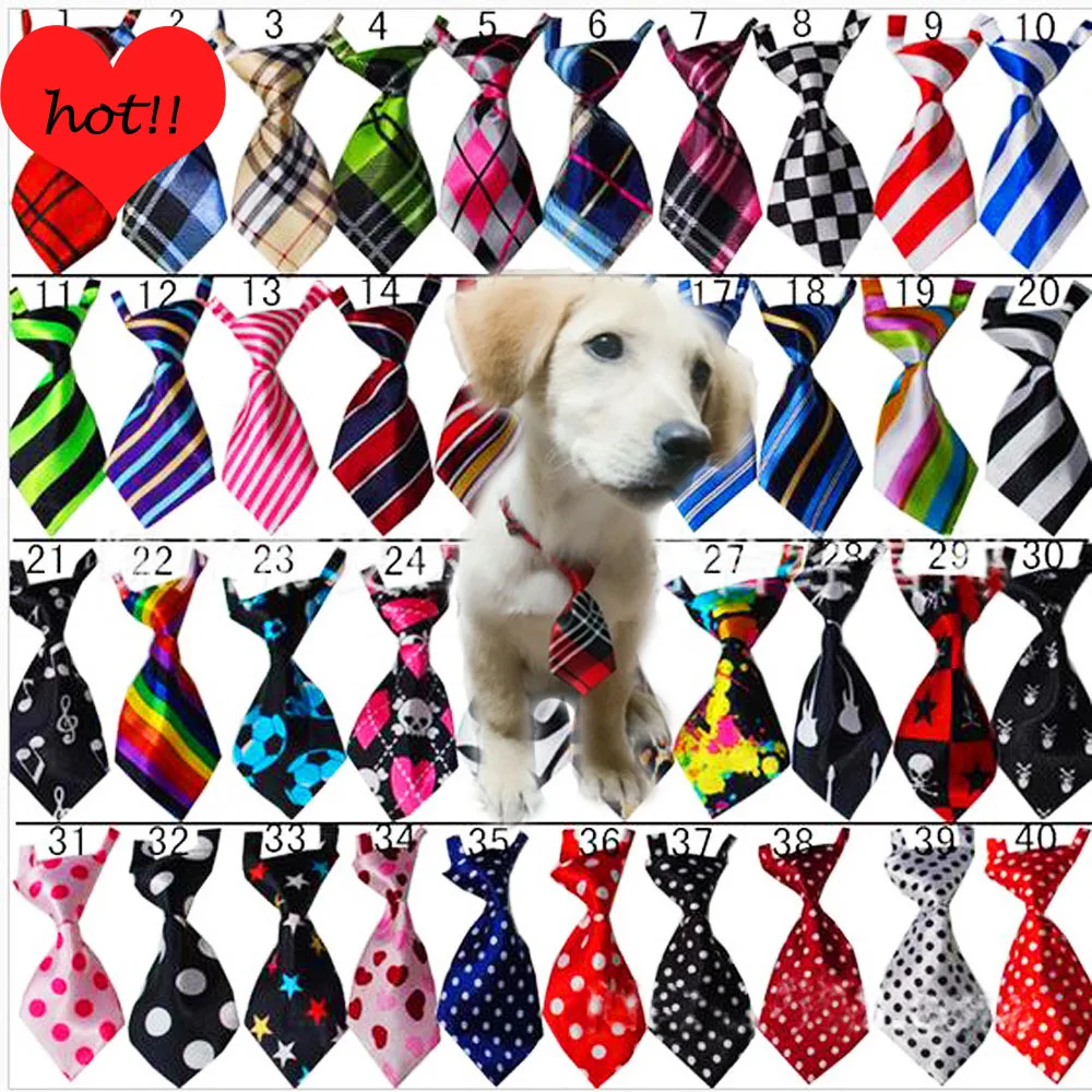 50pcs/Lot Pet Dog Bow ties Mix 40 Colors Handmade Adjustable Pet Dog