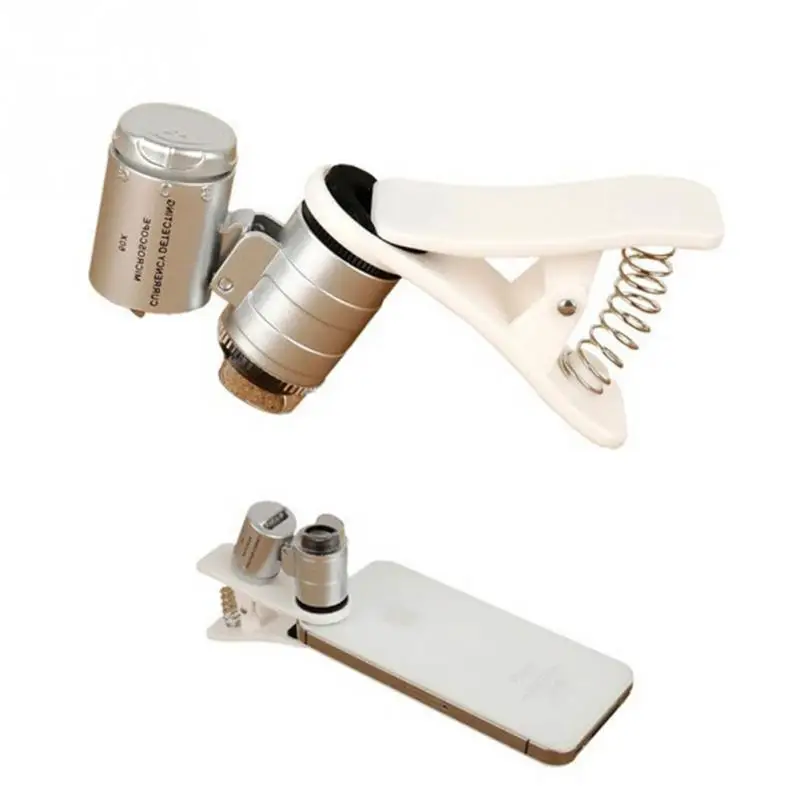 Универсальный мобильный телефон Макрос микроскопа объектив 60X оптический зум Лупа микро камера клип светодиодный линзы для iPhone SE 5S 6S Plus