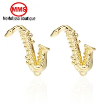 MeMolissa Formal Golden Sax Cufflink for Mens Suits Buttons Geometric Wedding Cufflink French Grooms Shirt Brand Cuff Links