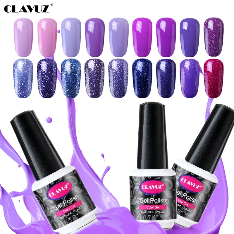 

CLAVUZ 8ML Purple Red Series UV LED Nail Gel Polish Soak-off Lucky Lacquer Semi Permanent Hybrid Varnish Stamping Enamel