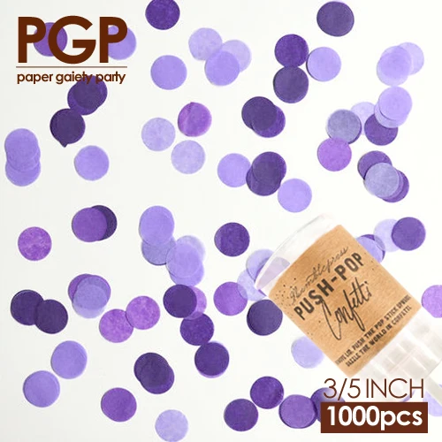 

[PGP] Purple Circle Tissue Paper Confetti, Push Pop, For Wedding Kids Grils Birthday Lavender Bridal shower Festival Party