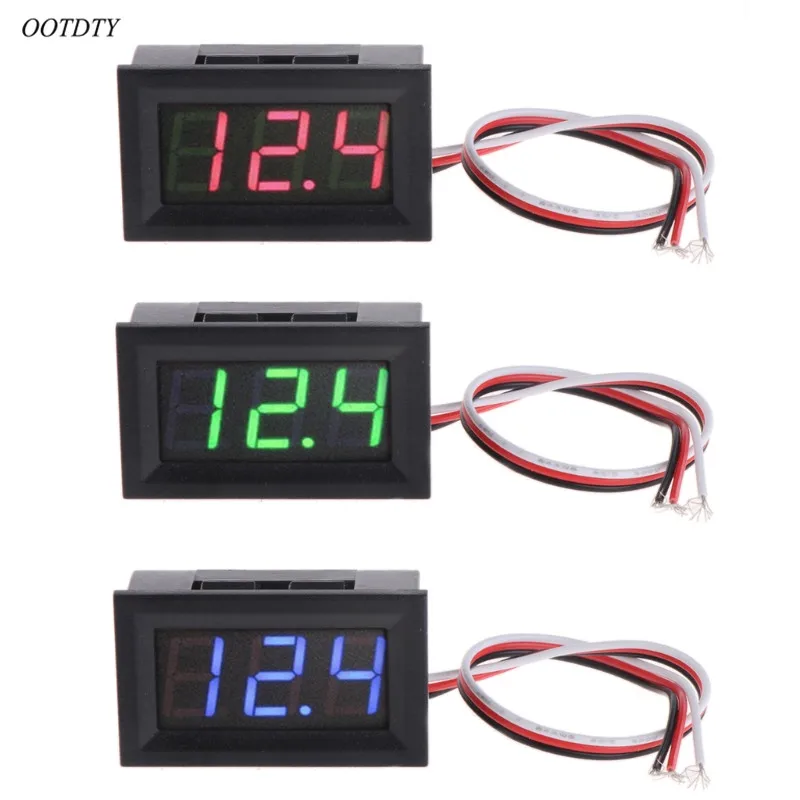 

OOTDTY Mini Voltmeter Tester Digital Voltage Test Battery DC 0-30V Red/Blue/Green Auto Car