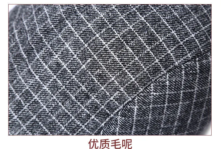 YIFEI Adult Adjustable Winter Men Thicken Woolen Grid Plaid Warm Beret Caps Newsboy Tweed Plaid Gatby Painter Planas hats Gorras