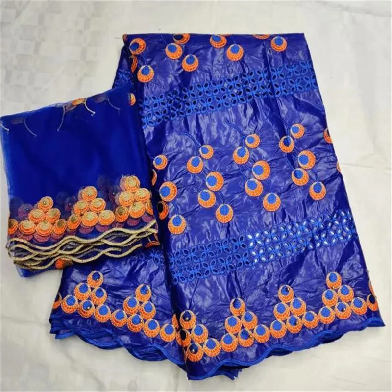 

African women bazin riche lace fabric Blue cotton guinea brocade fabric high quality bazin brode 2019 latest 5+2yards-BYE30