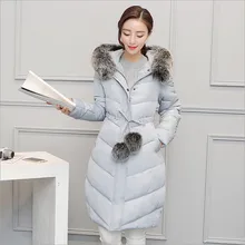 2018 new winter coat and long sections thick padded knees Korean women Nagymaros collar down cotton