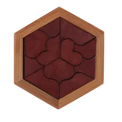 В форме сердца Tangram головоломки настольные развивающие раннего обучения деревянные пазлы игры и игрушки для Для детей подарки деревянные