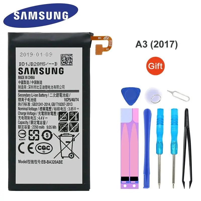 Оригинальный samsung Galaxy A3 2017 Edition Замена батареи SM-A320 A320F 2350mAh EB-BA320ABE Аккумуляторы для