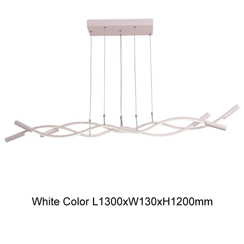 Новая волна, алюминиевая современная светодиодная Люстра для столовой, гостиной, кухни, матового черного или белого цвета, подвесная люстра - Цвет абажура: 3 Heads White