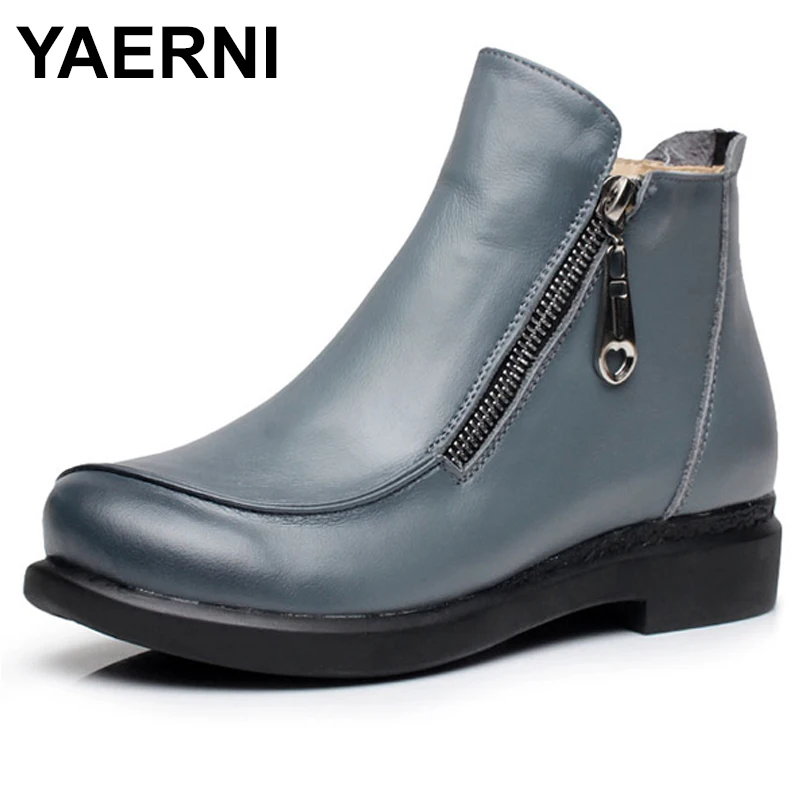 YAERNI 2021New осенне-зимние женские короткие туфли с плоским каблуком Сапоги из