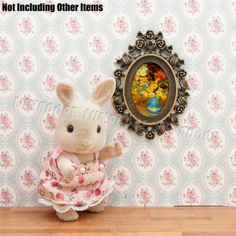 Odoria 1:12 миниатюрная винтажная Золотая овальная рамка для картин домашний декор кукольный домик аксессуары для мебели