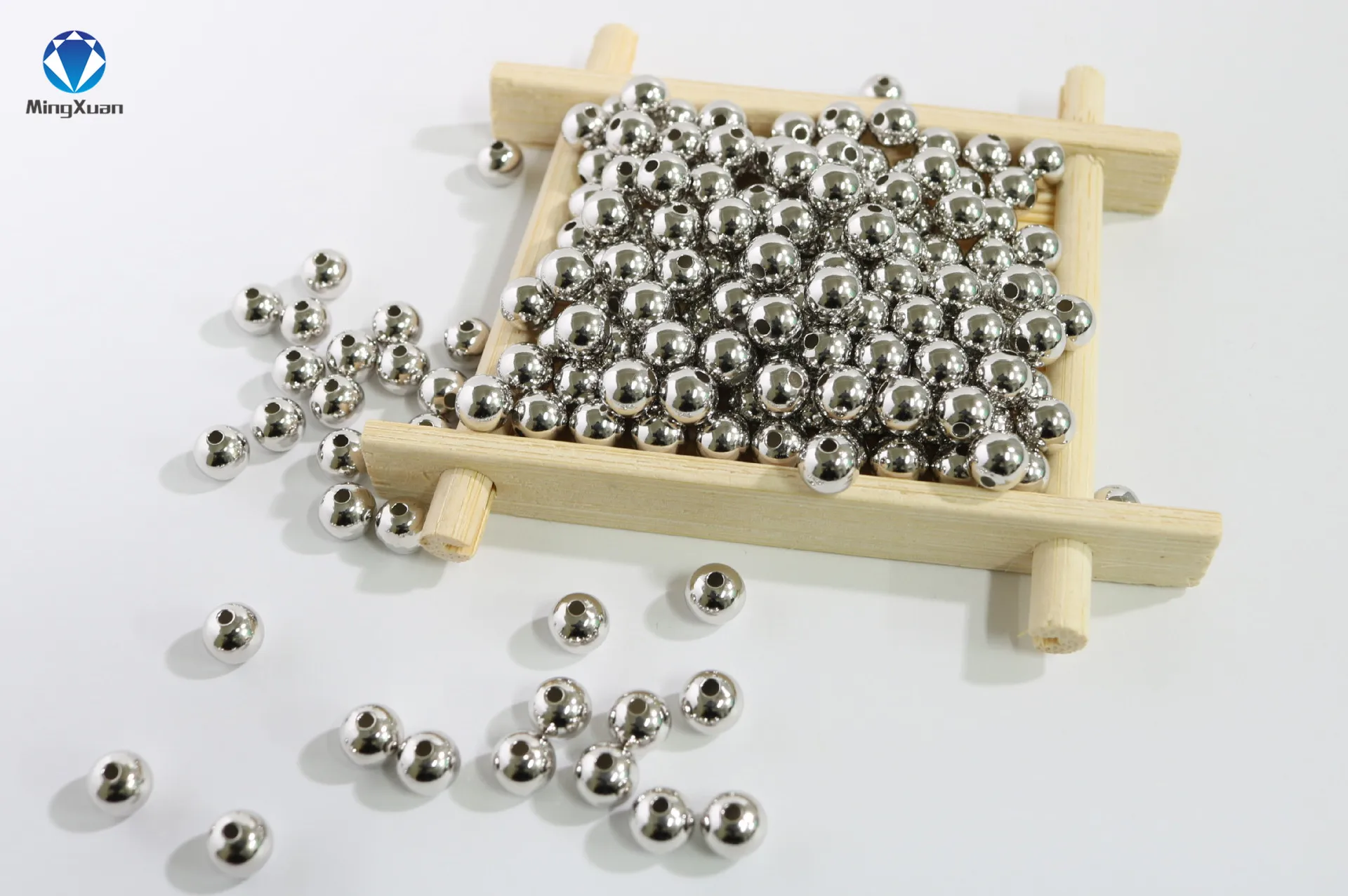 MINGXUAN 10PCS 925 Sterling Silver Beads Round 2.5/3/4/5/6/7mm DIY Jewelry Accessories Loose Ball Findings Bracelet Cabochon Jewelry Findings