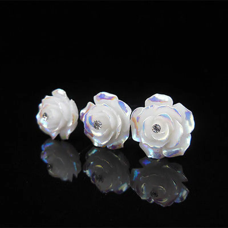 

20 Piece White Rhinestone Hair Pins Rose Flower Clips Crystal Wedding Bridal Fashion Headband Hair Accessory .Girls. Women Stick