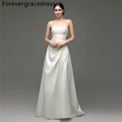 Forevergracedress Элегантное Длинное Свадебное платье линии Милая Бисером Атлас Кружева на спине свадебное платье плюс Размеры индивидуальный