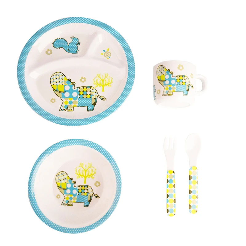 Children Kids Tableware Set Melamine Baby Feeding Plate Bowl Cup Cutlery Flatware Set Infant Dishes BPA Free Plate Baby Feeding (4)