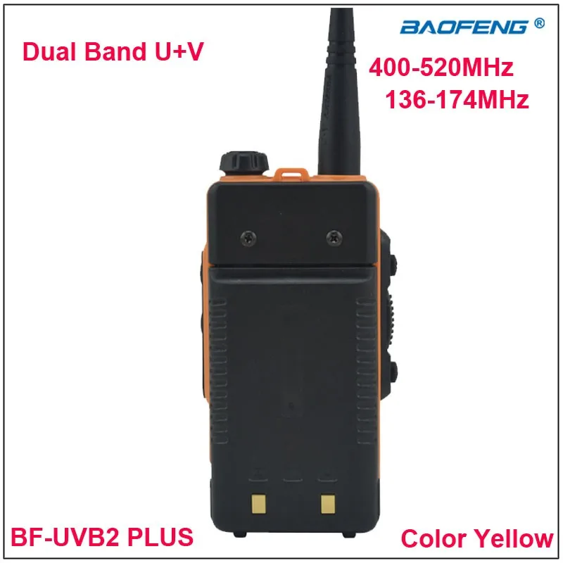 Baofeng bf-uvb2 плюс двухдиапазонный VHF и UHF Двухканальные рации BF uvb2 двухстороннее радио желтый Цвет w/динамик 1200 мАч литий-ионный батарея