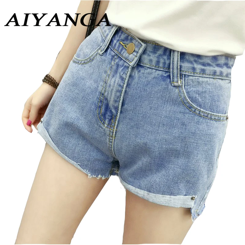New 2018 Women Denim Shorts Roll Up Hem High Waist Jeans Shorts Street Wear Sexy Shorts For