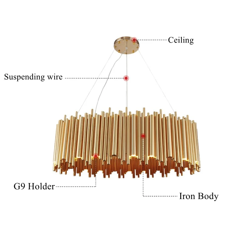 Tubo da Liga de Alumínio Itália Design Ouro Delightfull Brubeck Lustre Suspensão Luminária Lâmpada Projeto Moda 7 Cheap Lustres