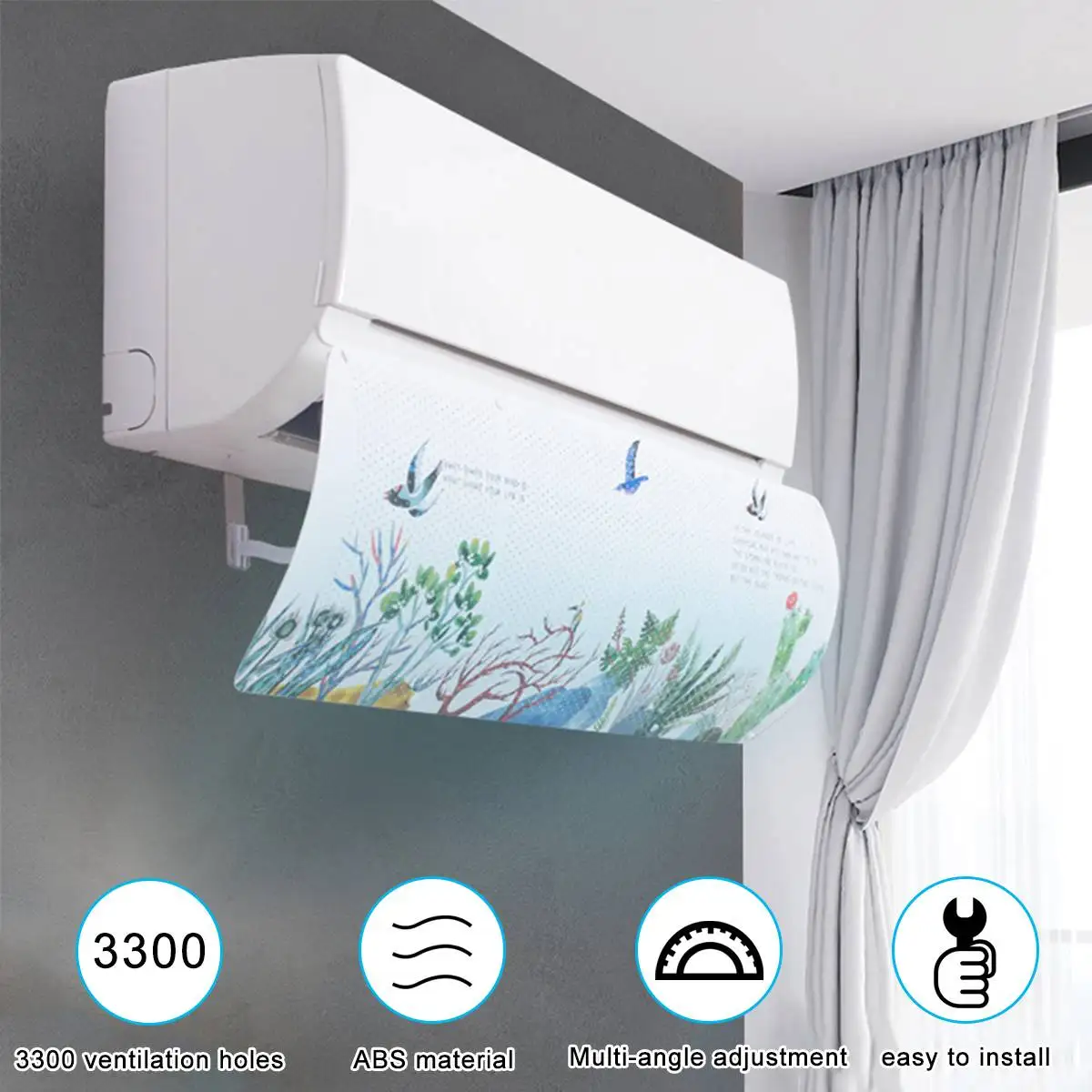 

6 Style Adjustable Air Conditioner Cover Colorful Windshield Air Conditioning Baffle Shield Wind Guide Straight Anti-wind Cover