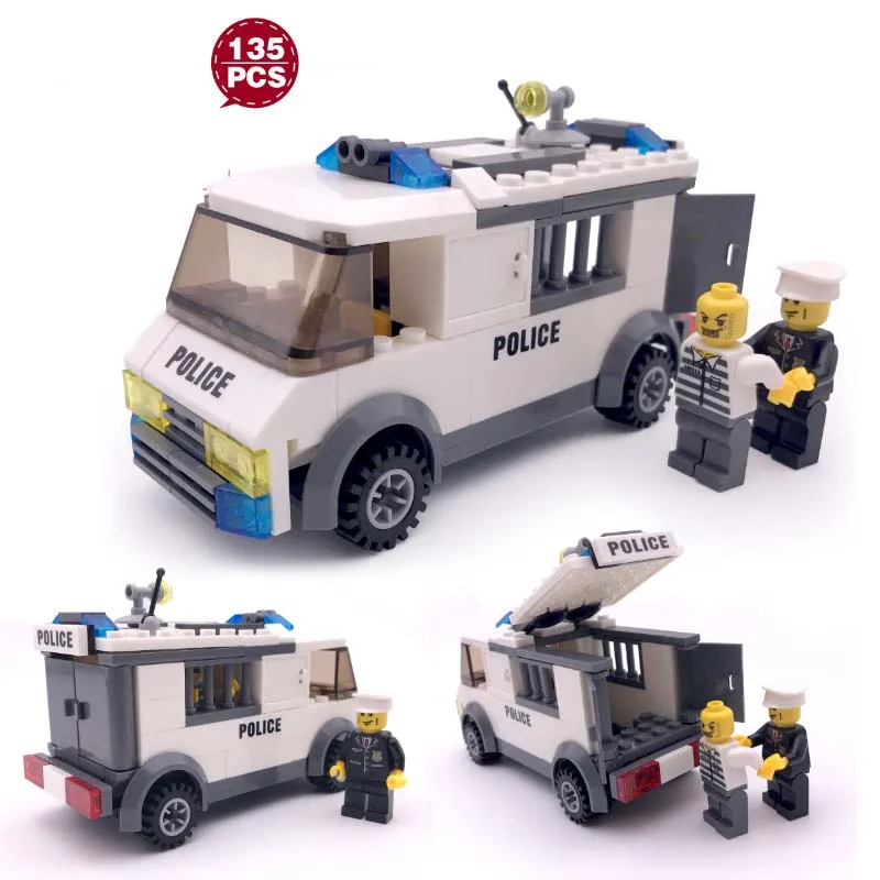 City Police Firefighter Ladder Fire Truck Car Train Firemen Building Blocks Sets Kids Toys Compatible Legoings