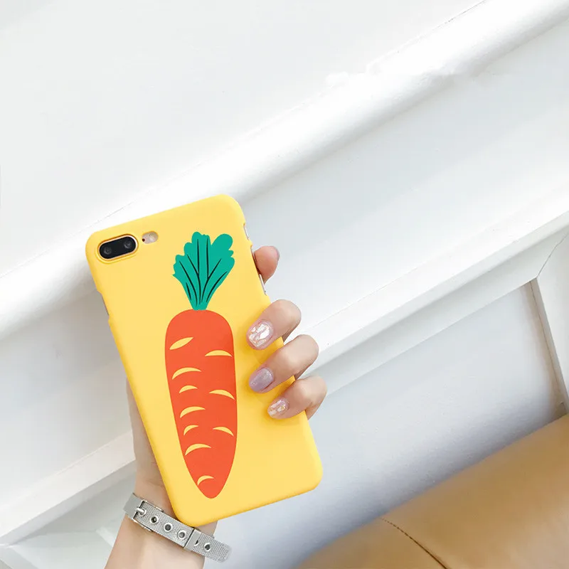 yellow back red Carrot Half pack Frosted Phone Case for IPhone 6 6s7 8 plus X XS Covers pc hard Fundas &ampOPP bag wholesale price |