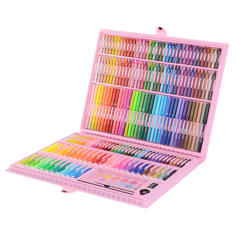 Kopen 163 196 stks Tekening Art Set Kinderen Marker Aquarel Borstel Pen Krijt Tekening Pennen Voor Kinderen Gift Box Art schilderen Leveringen
