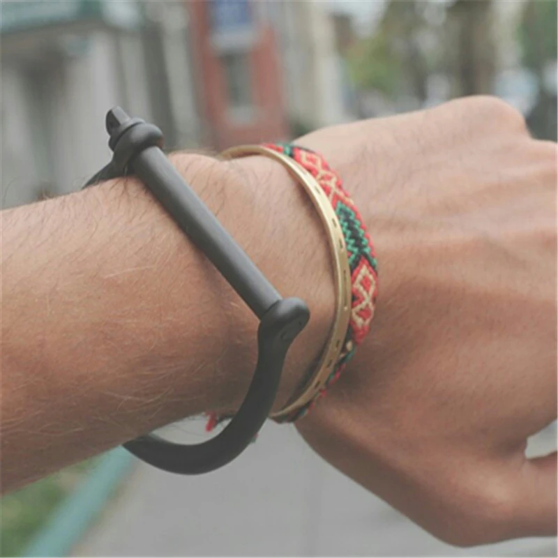 Vintage Stainless Steel Bracelet Men Horseshoe D Shape Cuff Vintage Stainless Steel Bracelet Men