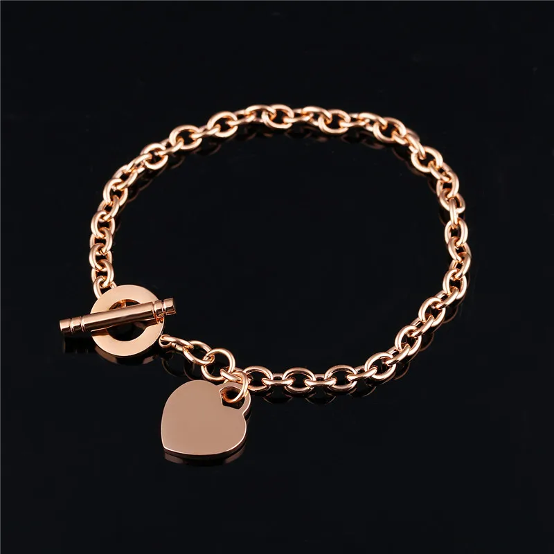 Simple Bangle Rose Gold Bracelets Ladies Women Titanium Steel Love