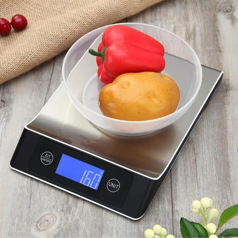 

15KG 1g LCD Digital Kitchen Scale 15kg Big Food Diet Weight Balance Slim Stainless Steel Electronic Scales Weighting Tool