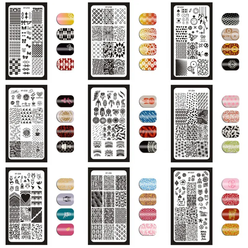 

1Pc 6x12cm Fashion Designs Nail Stamping Plates Flowers/Heart/English Letter Image Stamp Template Nail Polish Stencils XY18