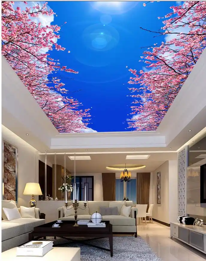 Schone Blau Sky Kirsche Decken Landschaft Tapete Wandmalereien Decke 3d Wandmalereien Hause Dekoration Ceiling Landscape Landscape Wallpaper3d Mural Painting Aliexpress