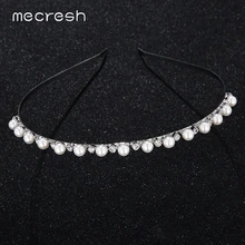 Mecresh классические свадебные диадемы и короны с искусственным жемчугом и кристаллами повязка на голову свадебные аксессуары для волос ювелирные украшения для волос MHG135