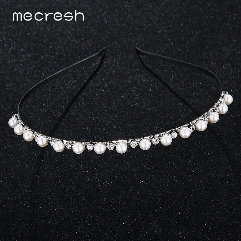 

Mecresh Classic Bridal Tiaras and Crowns Simulated Pearl Crystal Headband Wedding Hair Accessories Jewelry Hair Ornaments MHG135