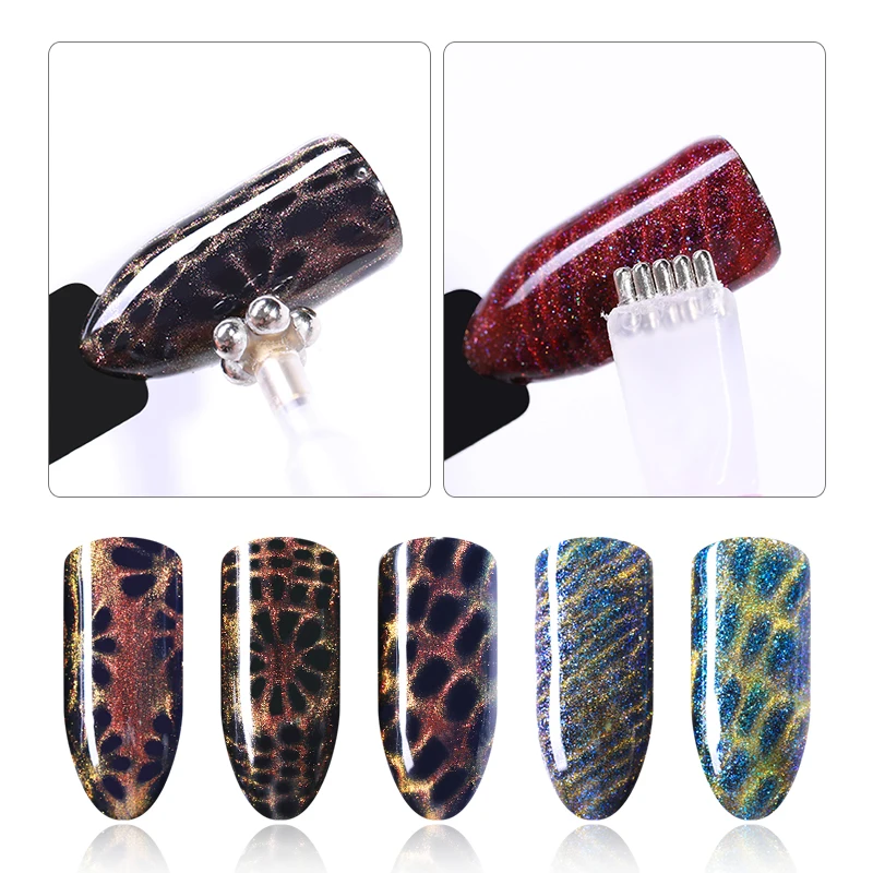 

BORN PRET 1PC Dual-ended Cat Eye Magnet Stick Pen Nail Art Flower Stripe Grid For DIY V Gel Polish 3D Magnetic Manicure Tool