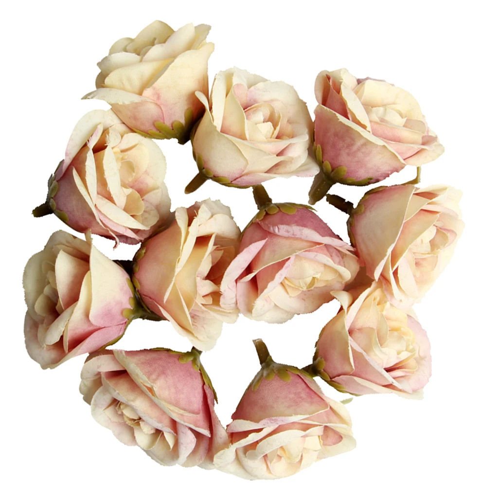 New Hot Sale 10pcs Decorative Artificial Silk Rose Flower Head for Wedding Party Home Decor Photo Albums DIY Hats Clothes Favors