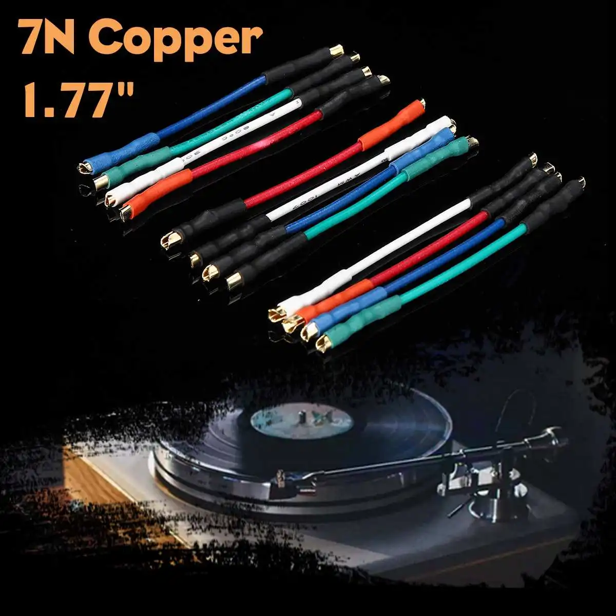 

3 Sets/Box Turntable Phono Headshells with OFC 7N Copper Leads Pin Wire Cable Connectors Silver Insulation Gamepad