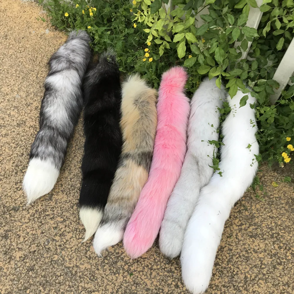 

Funfur - 1PCS Large Tail Real Fox Fur 70cm Fur Tail Tassel Bag Tag Charm Keychain Car Pendant Keyring