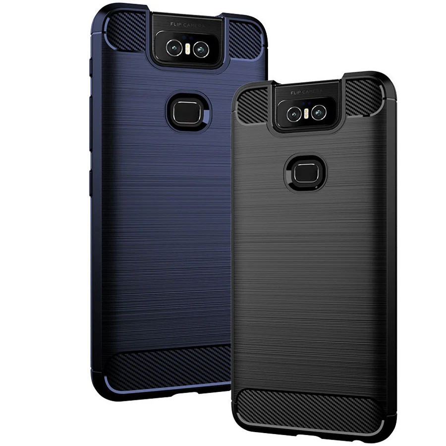 Zenfone 6 Case Carbon Fiber Texture Shockproof Cover Protective Slim Fit Soft TPU Silicone Case for Asus Zenfone 6Z ZS630KL Case